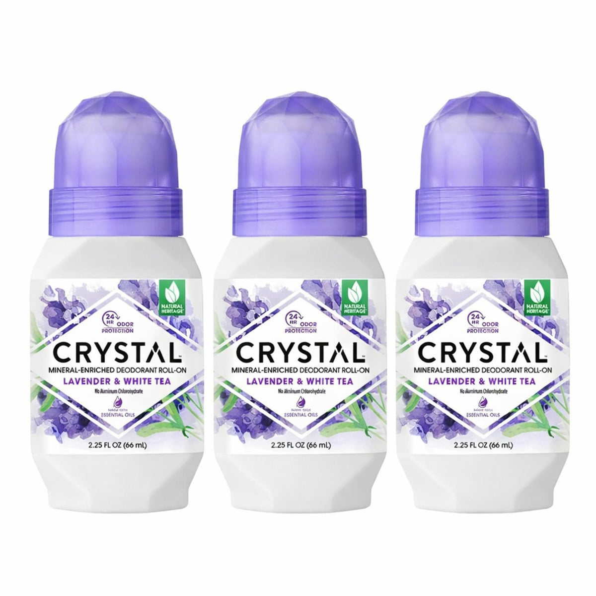 Crystal Essence Lavender & White Tea Deodorant Roll-On front view