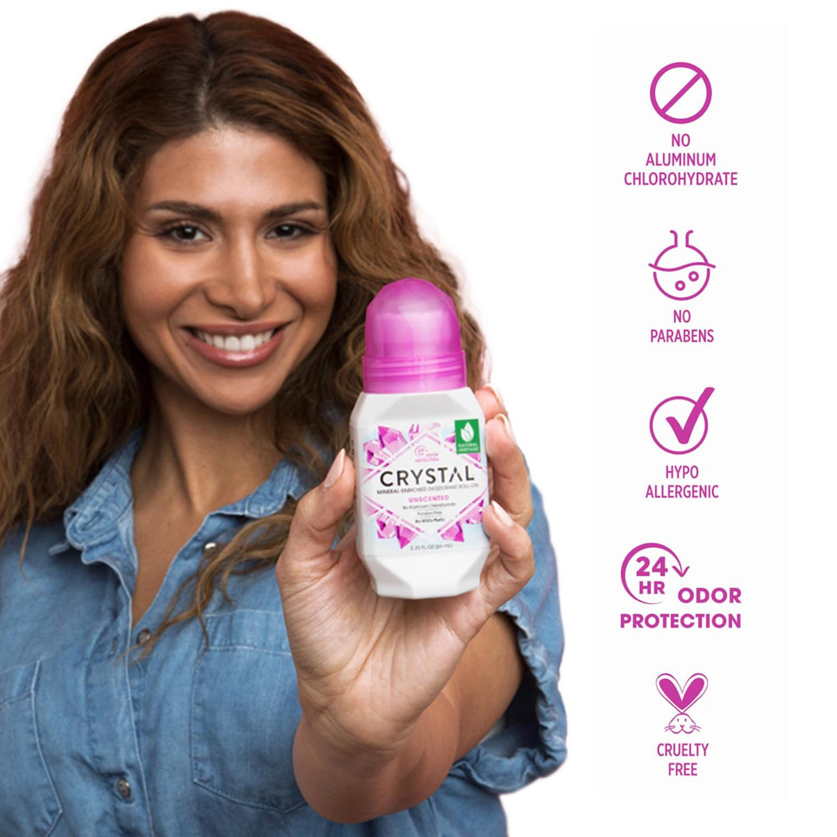 Crystal Essence Mineral Deodorant Roll-On Unscented packaging