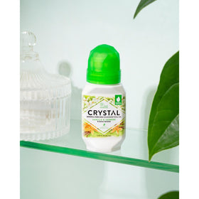 Crystal Essence Mineral Deodorant Roll-On Vanilla + Jasmine application
