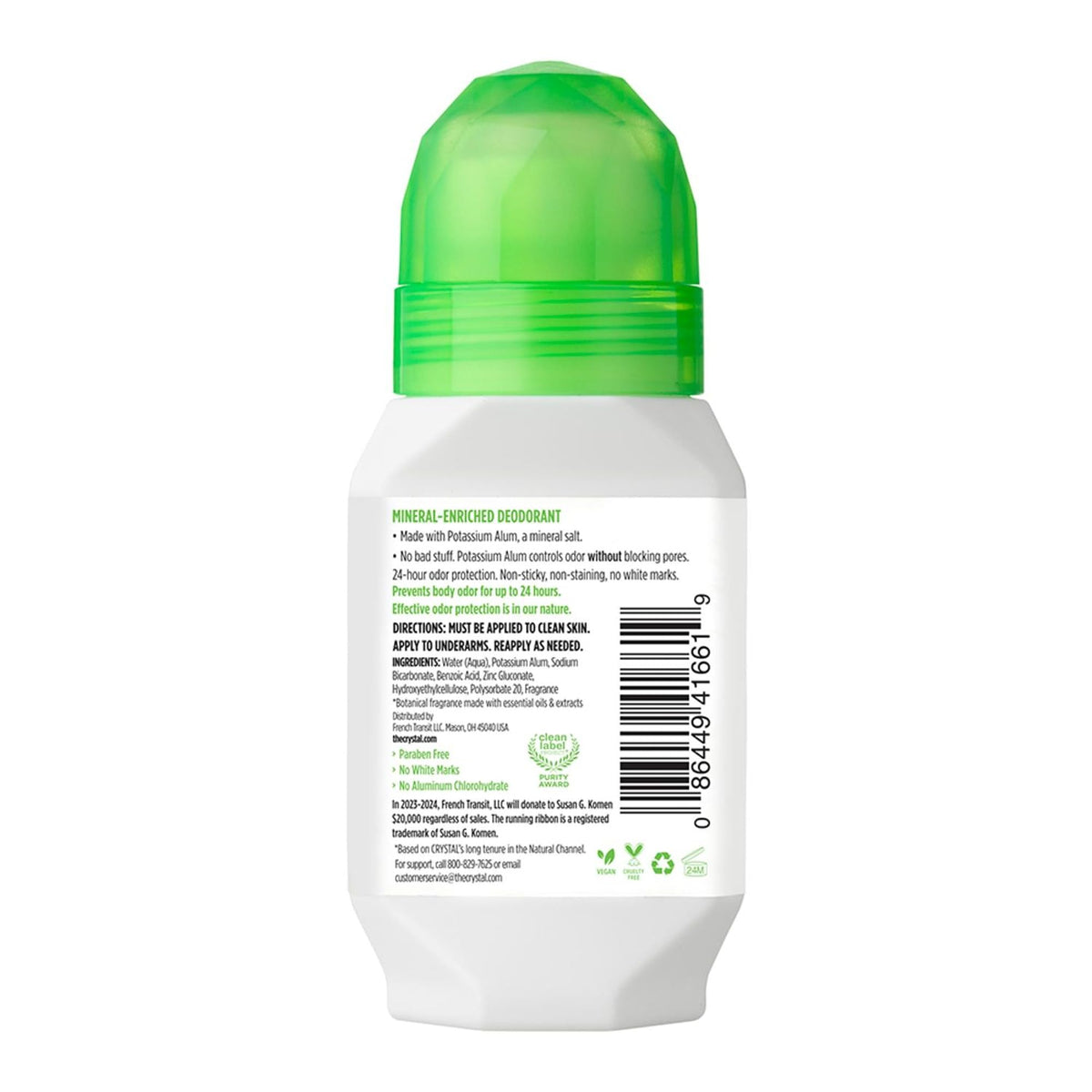 Crystal Essence Mineral Deodorant Roll-On Vanilla + Jasmine packaging
