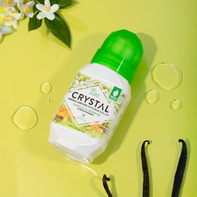 Crystal Essence Mineral Deodorant Roll-On Vanilla + Jasmine side view