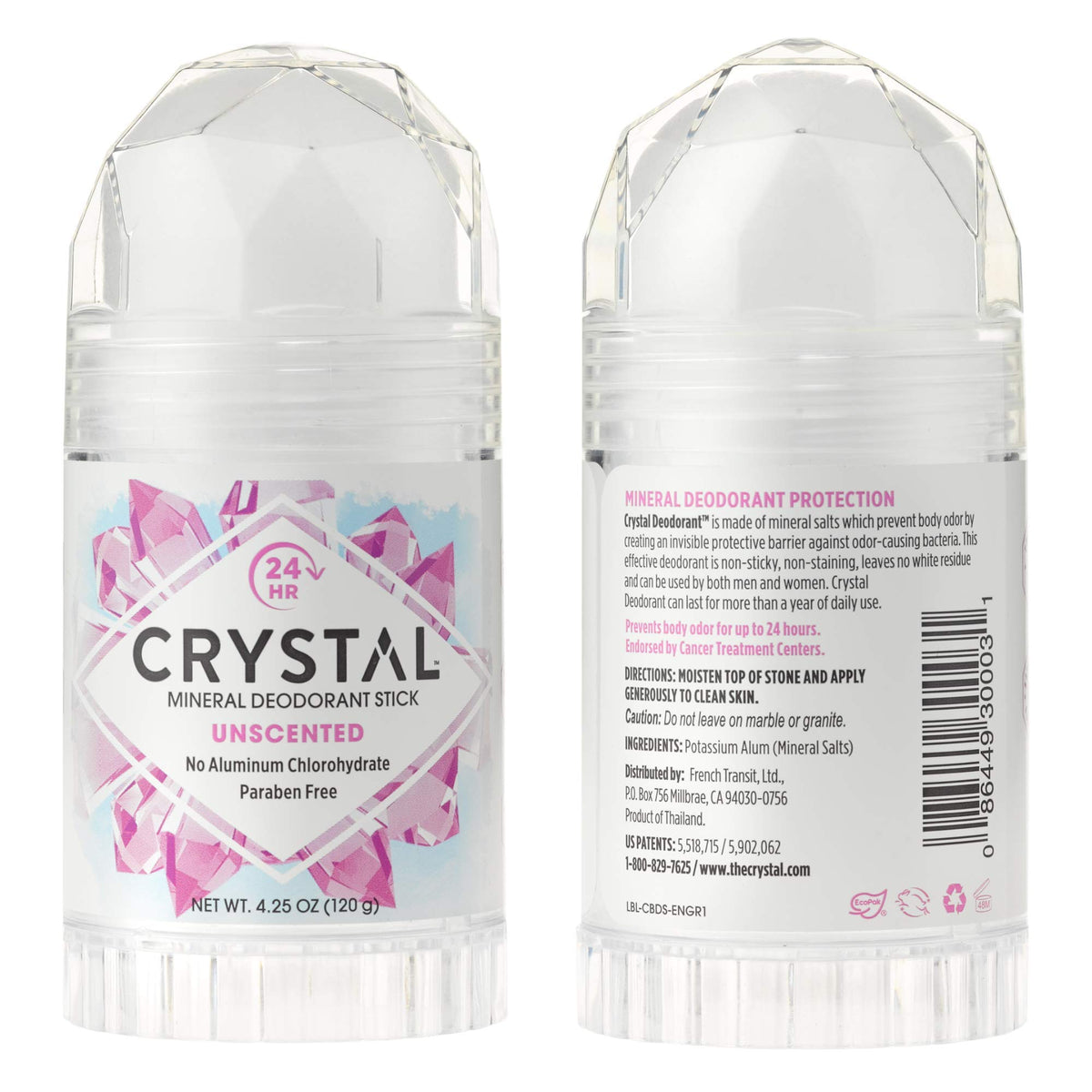 Crystal Essence Mineral Deodorant Stick Unscented front view