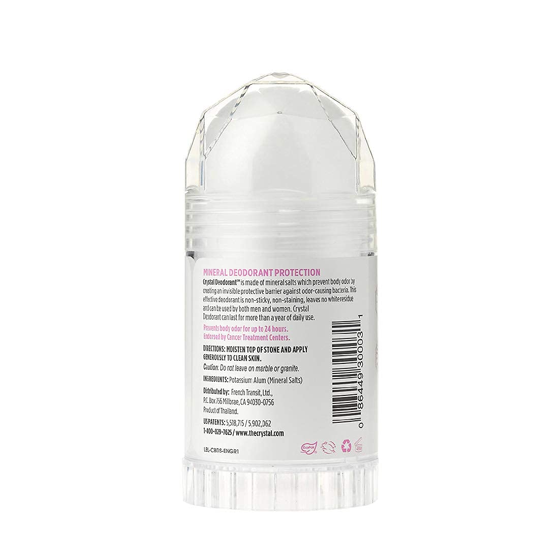 Crystal Essence Mineral Deodorant Stick Unscented side view