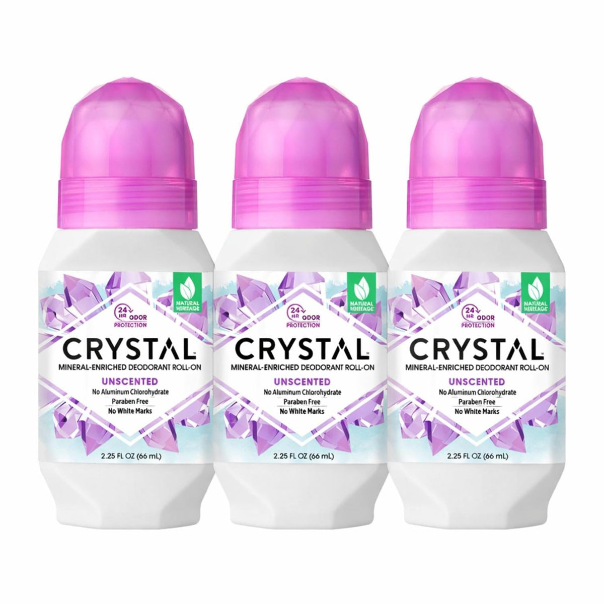 Crystal Essence Mineral Roll-On Deodorant 3 Pack front view
