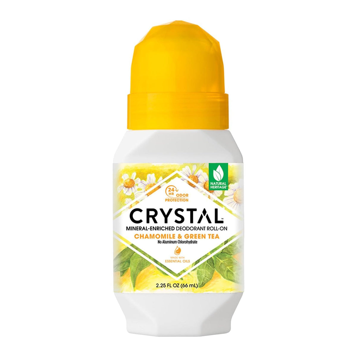 Crystal Essence Mineral Roll-On Deodorant Chamomile & Green Tea front view