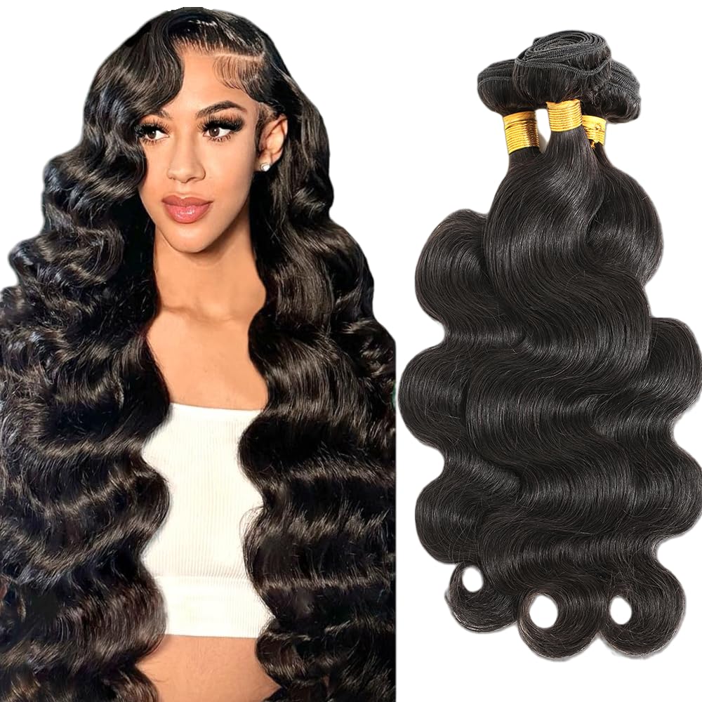 CSCHS Body Wave Human Hair Bundle 24 Inch natural black