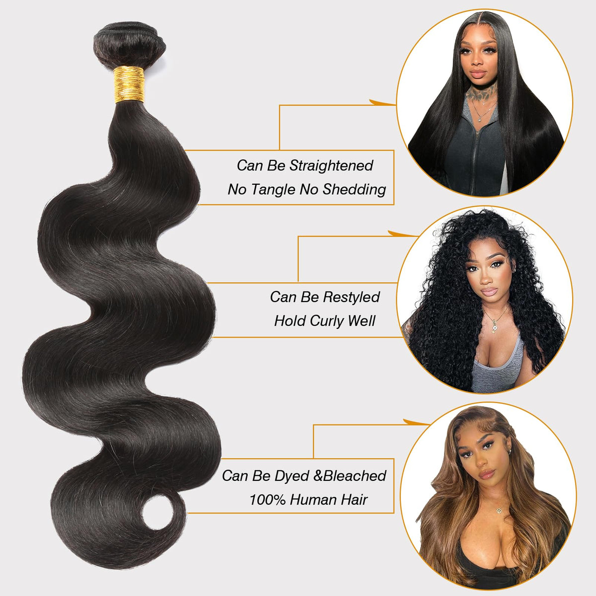 CSCHS Body Wave Human Hair Bundle close-up texture
