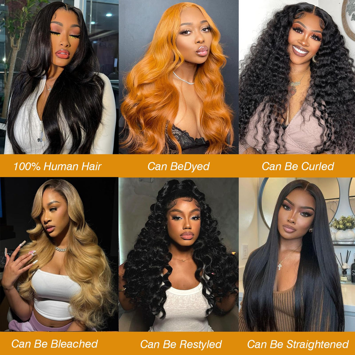 CSCHS Body Wave Human Hair Bundles displayed together