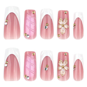 CTTHNBD medium press on nails displayed on a hand