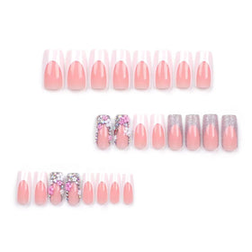 CTTHNBD Medium Press on Nails Square with nail file and glue stickers