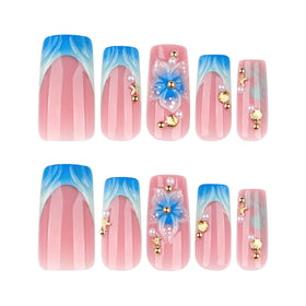 CTTHNBD press on nails being applied on natural nails