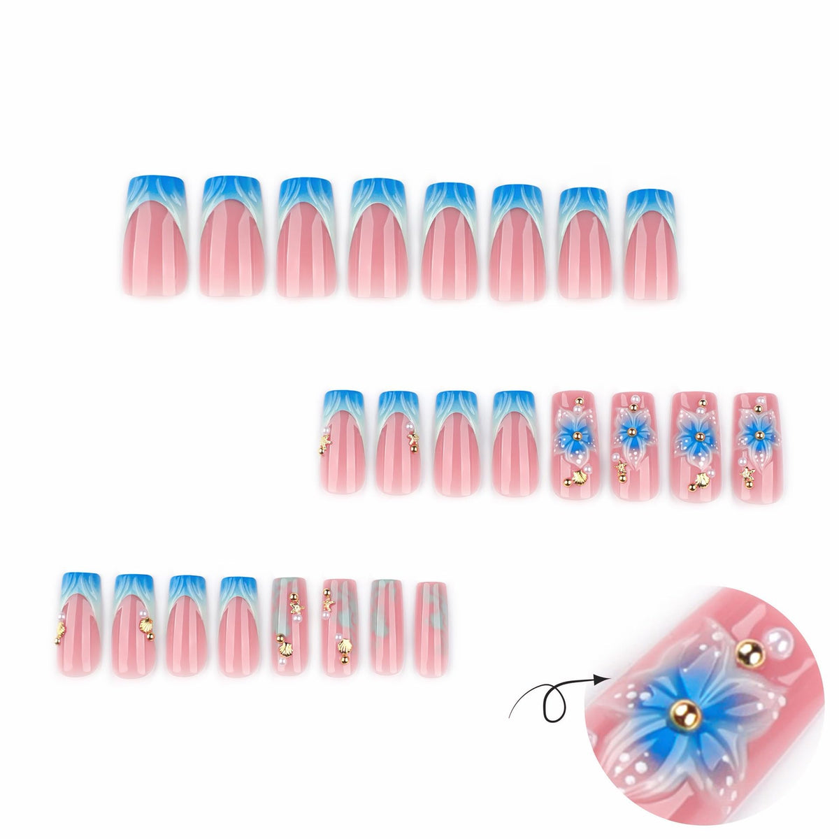 CTTHNBD square press on nails displayed on a flat surface