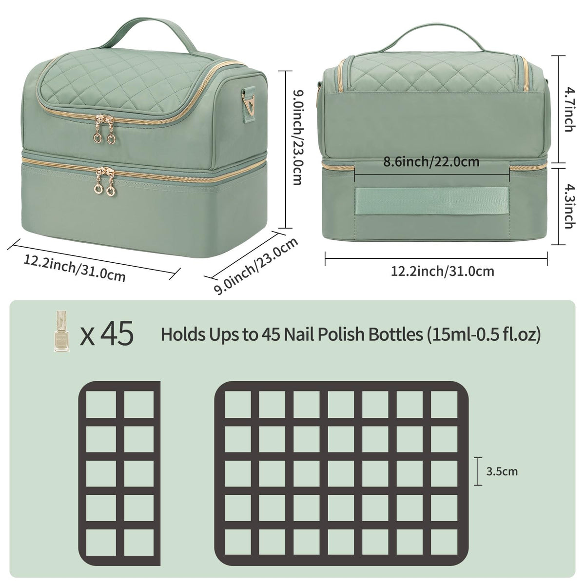 CUBETASTIC Nail Polish Organizer Case open view displaying storage compartments