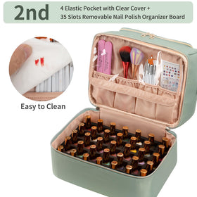 CUBETASTIC Nail Polish Organizer Case with handle and adjustable strap