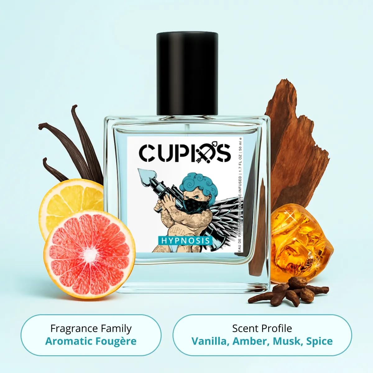 Cupids Hypnosis 2.0 Eau de Parfum Cologne bottle side view