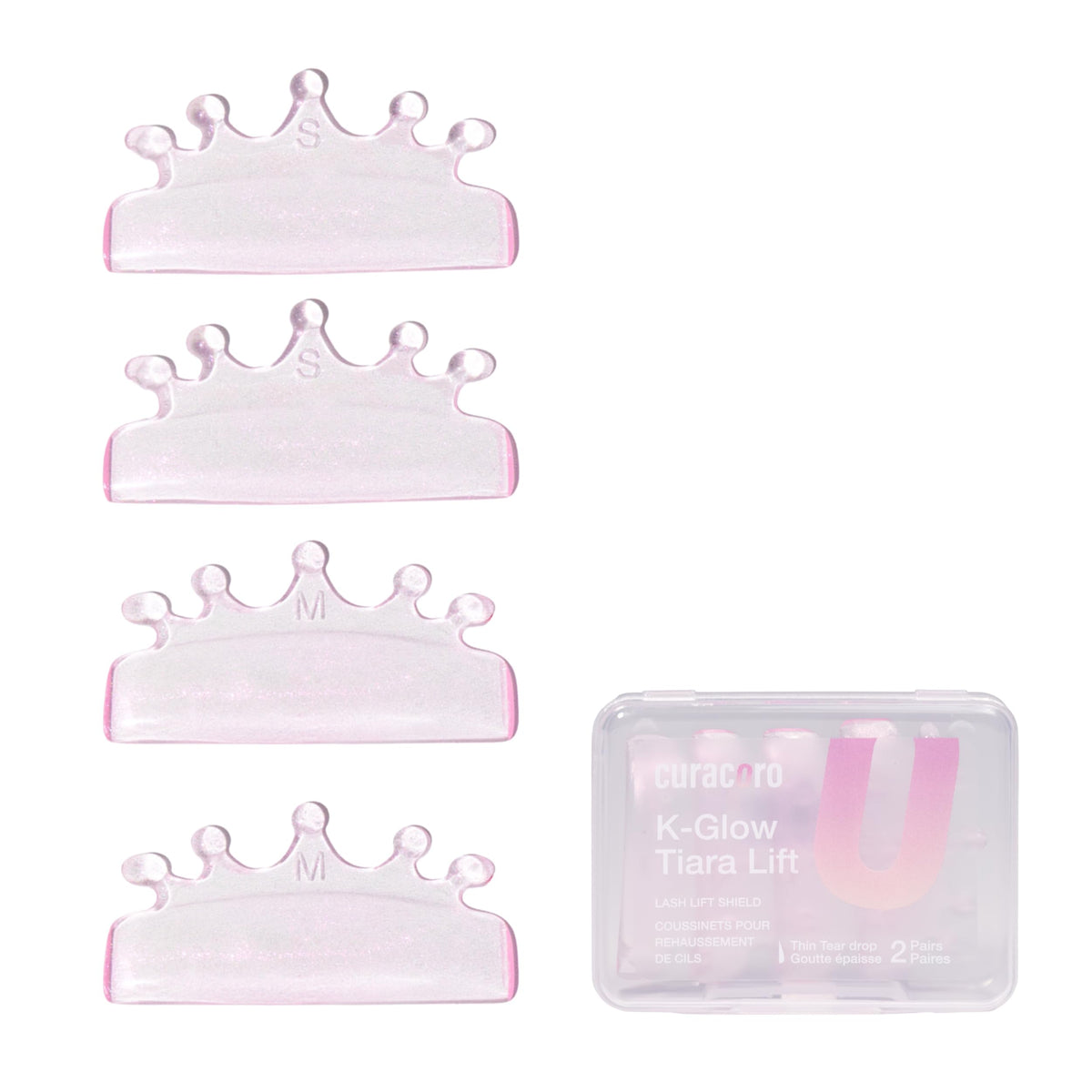 CURACORO Lash Lift Shields 4 Pcs with two sizes in packaging