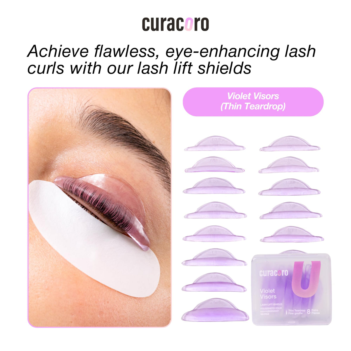 CURACORO Lash Lift Shields in various shapes and sizes