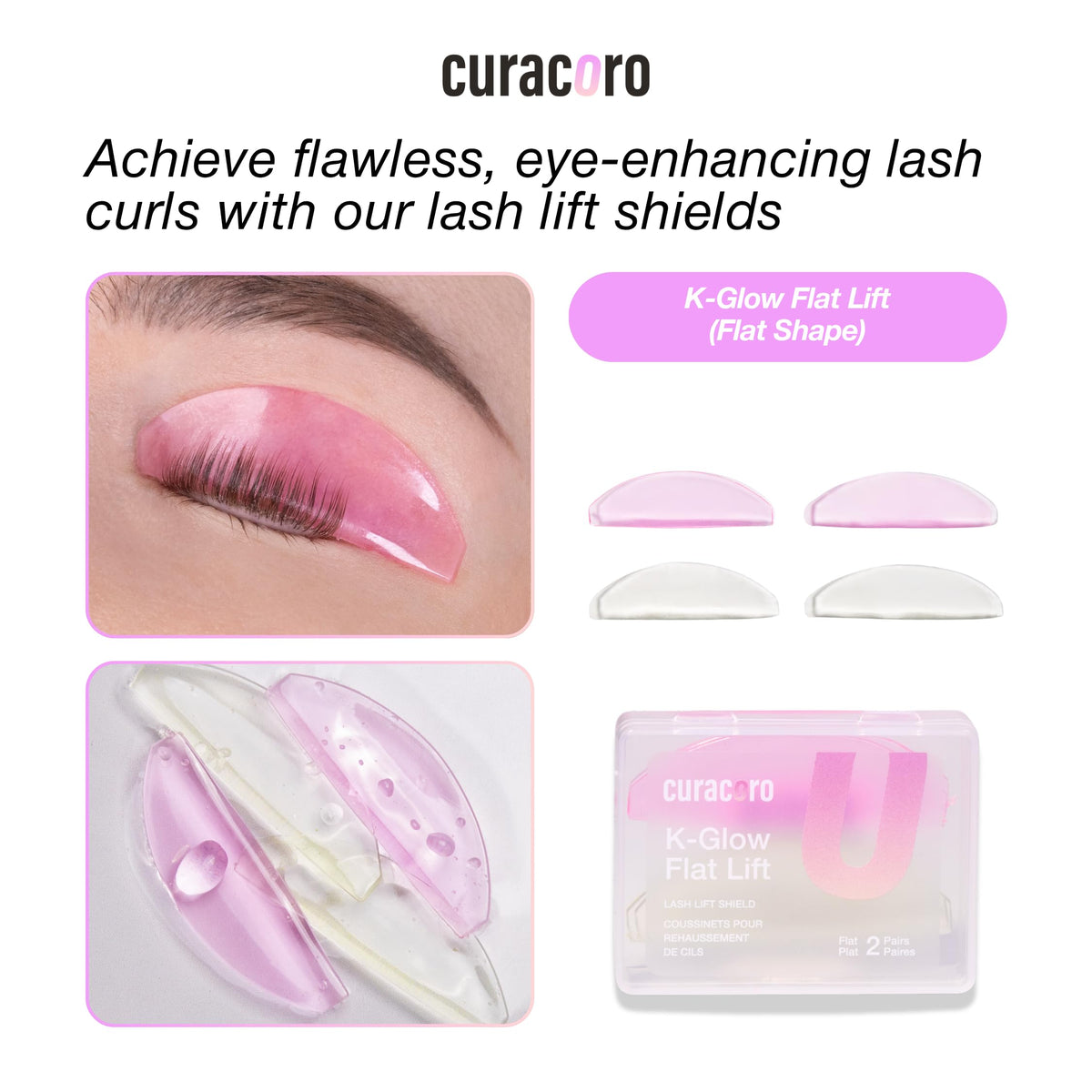 CURACORO lash lift silicone pads with saline rinse for cleaning