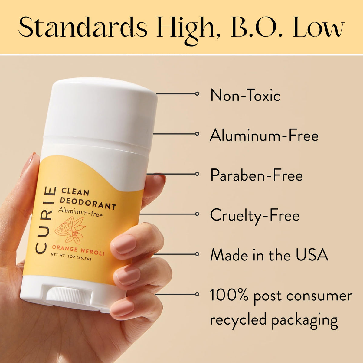Curie Natural Deodorant Orange Neroli 2oz stick packaging