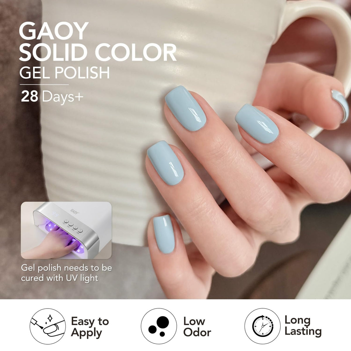 Curing GAOY gel nail polish under UV light