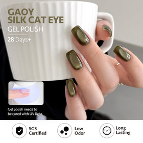 Curing GAOY Green Gel Nail Polish under UV light