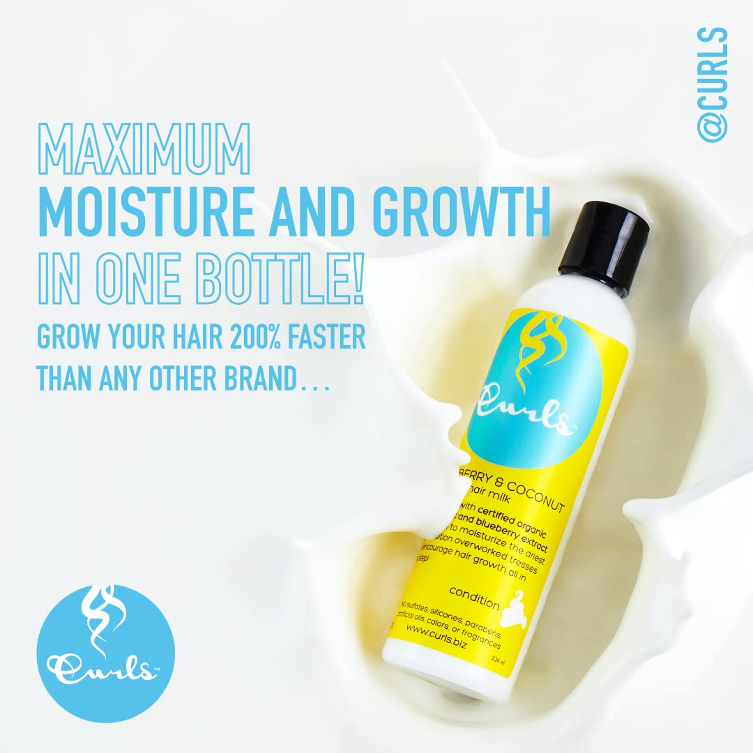 Curls Blueberry Bliss Hair Milk side view showing packaging