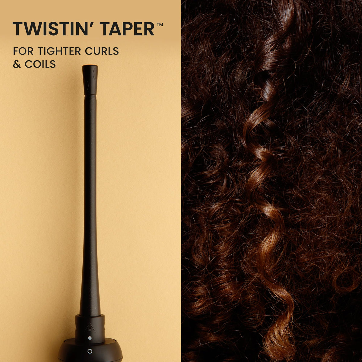 CURLSMITH Defrizzion Curl Reviving Wand in use on curly hair