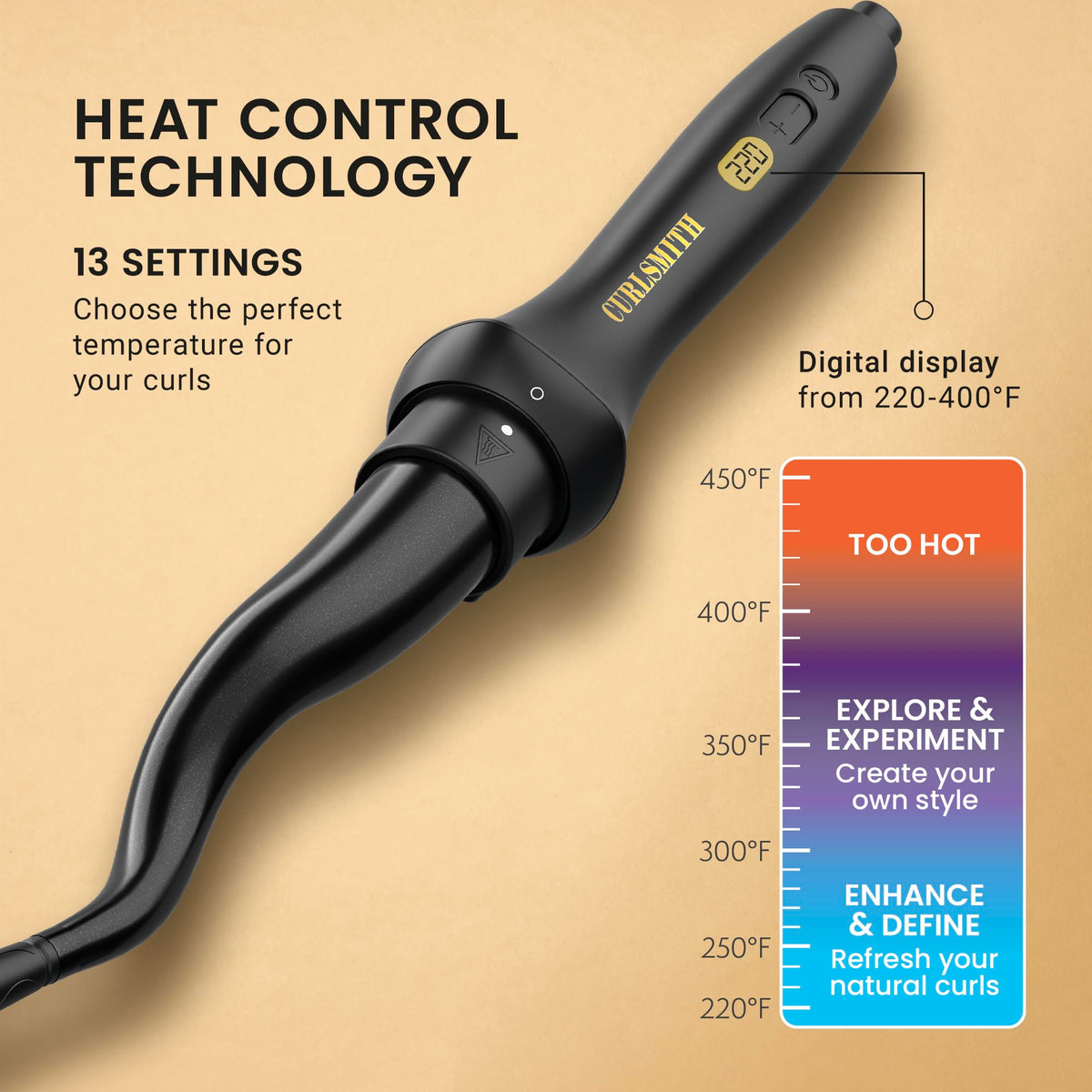 CURLSMITH Defrizzion Curl Reviving Wand with heat resistant glove
