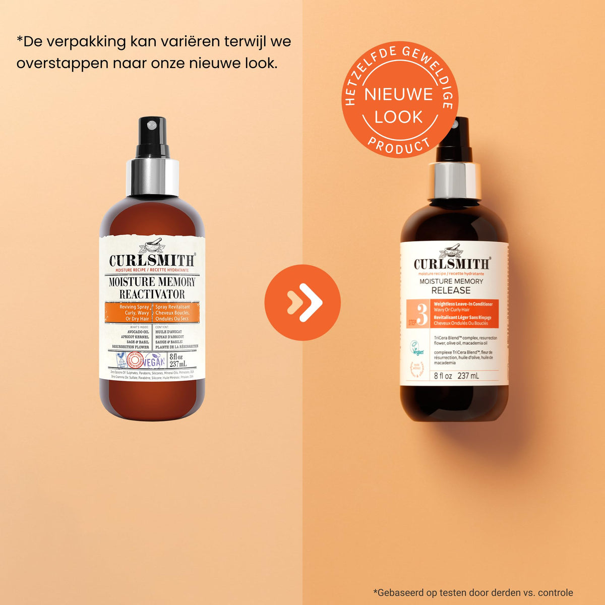 CURLSMITH Leave-In Conditioner Spray 8 oz with curly hair in background