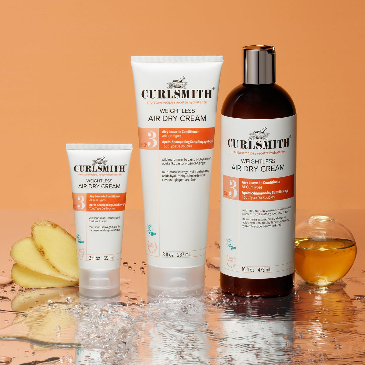 CURLSMITH Weightless Air Dry Cream in a lifestyle setting