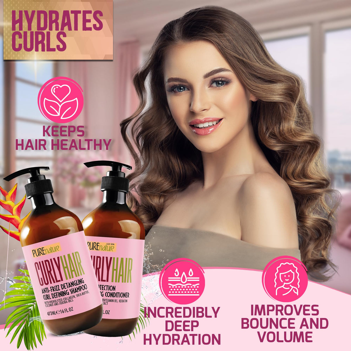 Curly Hair Shampoo and Conditioner Set packaging details