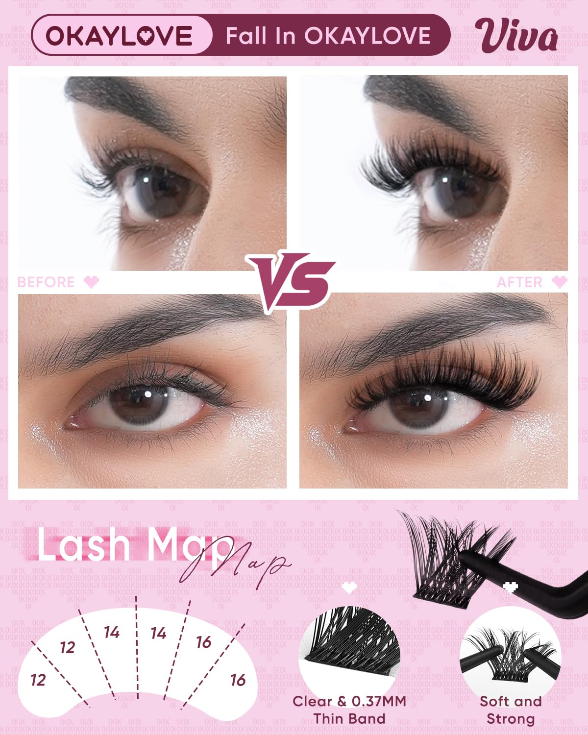 Curved tweezers included in OKAYLOVE lash kit