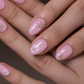 CurvLife Extra Short Almond Press On Nails Floral Breeze packaging