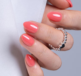 CurvLife Extra Short Almond Press On Nails in Peach Glaze Orange front view