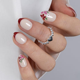 CurvLife Extra Short Almond Press On Nails in Pearl Shimmer front view