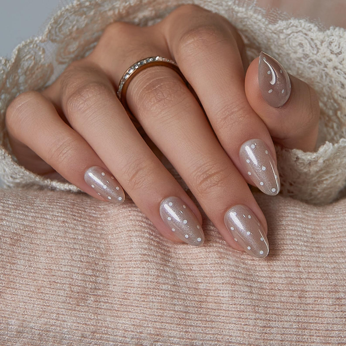 CurvLife Extra Short Almond Press On Nails in Wine Petal Burgundy front view