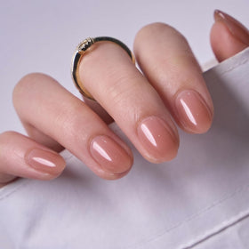 CurvLife Extra Short Almond Press On Nails showing multiple sizes