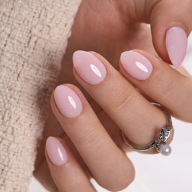CurvLife Extra Short Almond Press On Nails showing multiple sizes in kit
