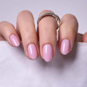 CurvLife Extra Short Almond Press On Nails showing natural fit on fingers