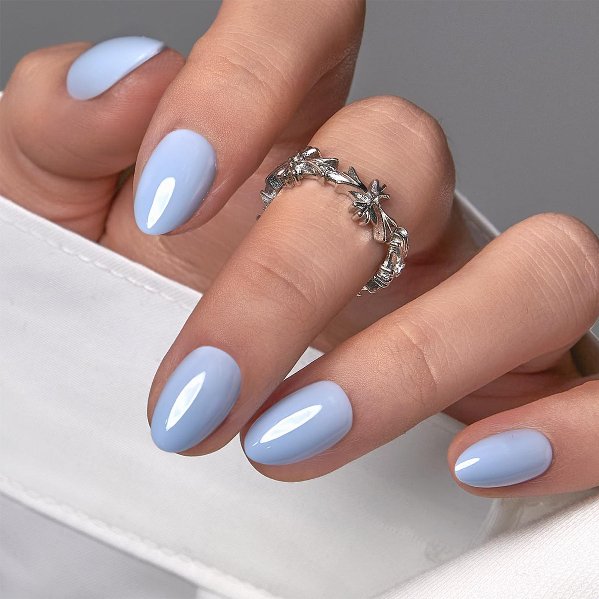 CurvLife Extra Short Almond Press On Nails Terra Nude front view