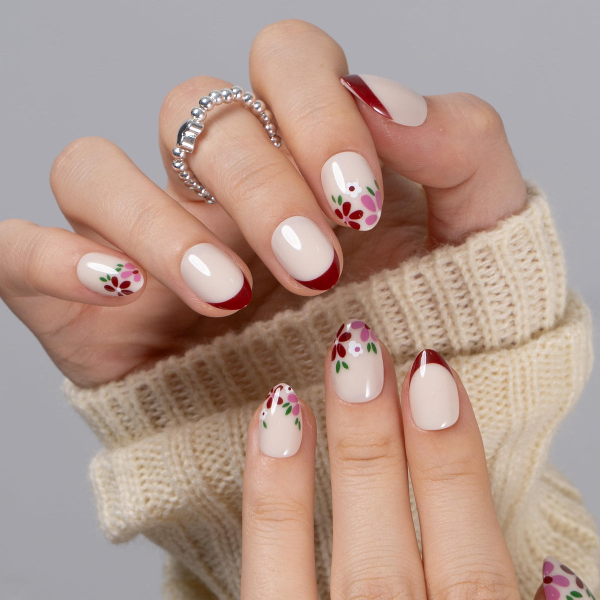 CurvLife Extra Short Almond Press On Nails with packaging