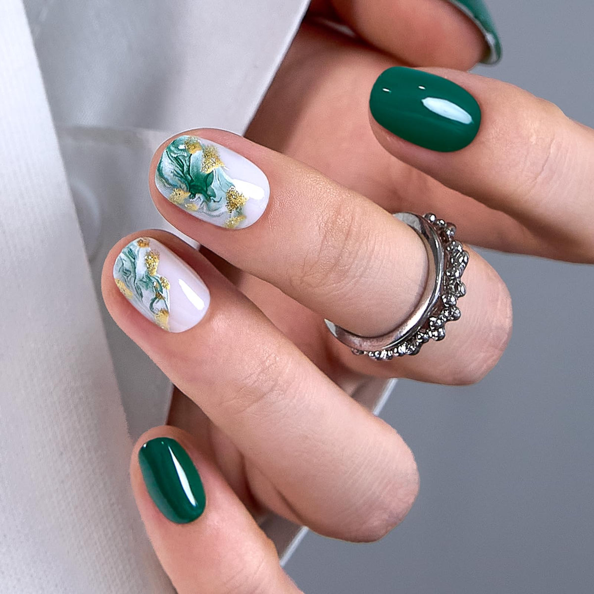 CurvLife Extra Short Press On Nails in Jade Whisper Green front view