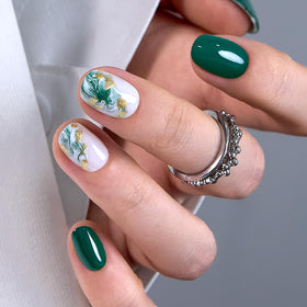 CurvLife Extra Short Press On Nails in Jade Whisper Green front view