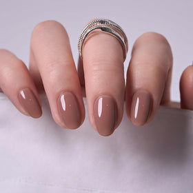 CurvLife Extra Short Press On Nails Mocha Muse front view