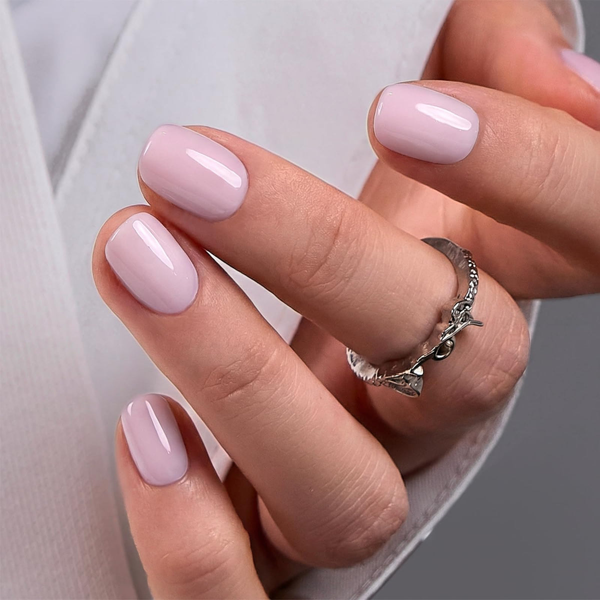 CurvLife Extra Short Square Press On Nails in Ivory Kiss front view