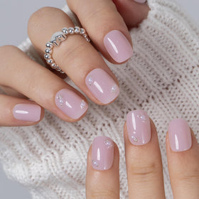 CurvLife Extra Short Square Press On Nails in Pearl Whisper, front view