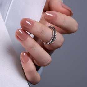 CurvLife Extra Short Square Press On Nails in Rosy Calm Nude front view