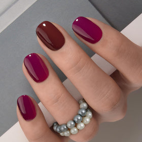 CurvLife Extra Short Square Press On Nails in Solid Purple Red front view