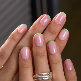 CurvLife Extra Short Square Press On Nails Mint Green front view