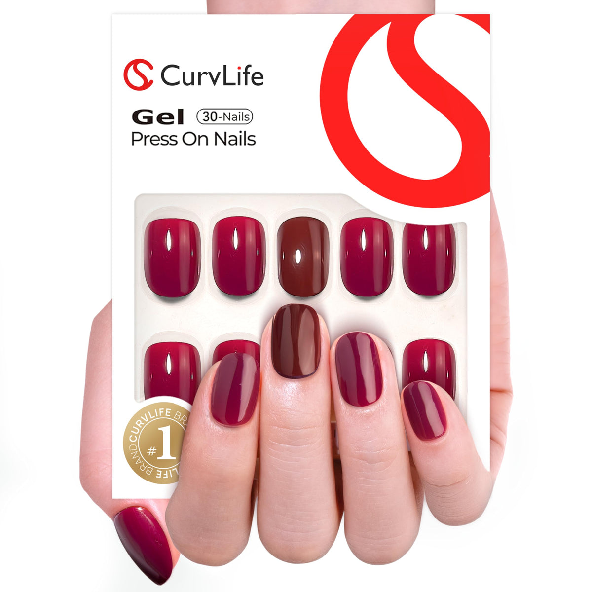 CurvLife Extra Short Square Press On Nails packaging with accessories